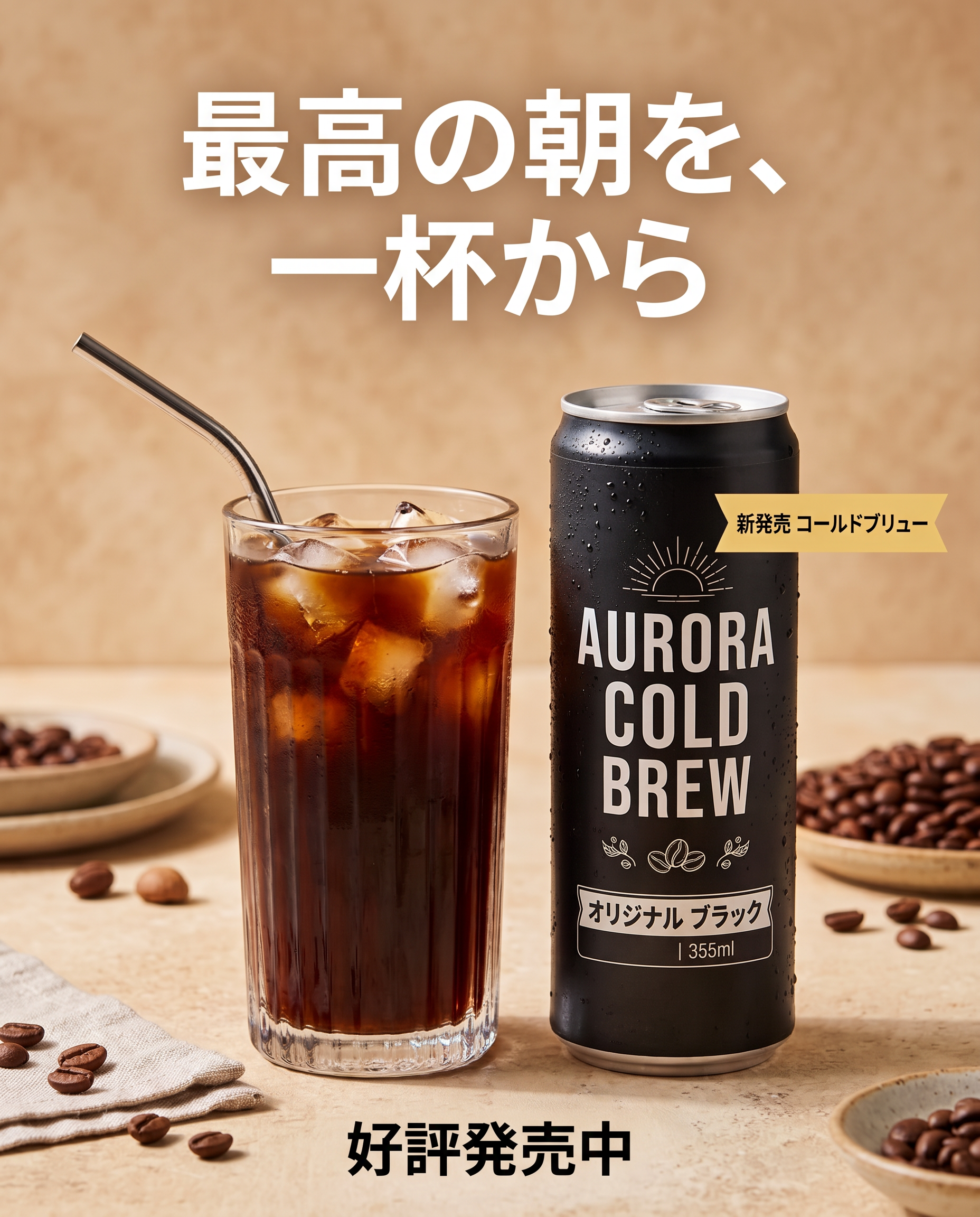 Localize this English coffee ad for the Japanese market. Translate every line into natural Japanese: 'Wake up to something better' becomes '最高の朝を、一杯から', 'New C…
